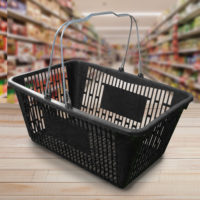 黑色塑料购物篮带标志和支架- 12包(88-700000)